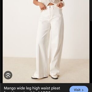 Mango White Wide Leg Jeans